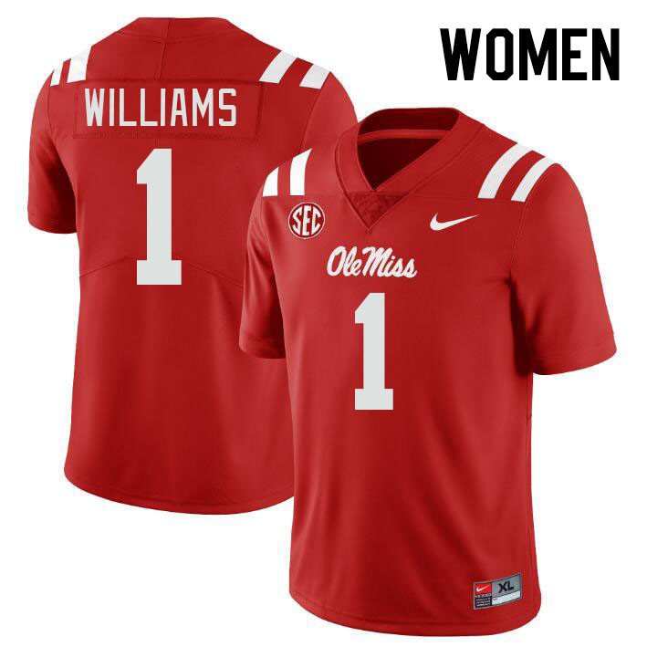 Women #1 Ayden Williams Ole Miss Rebels College Football Jerseyes Stitched Sale-Red - Click Image to Close
